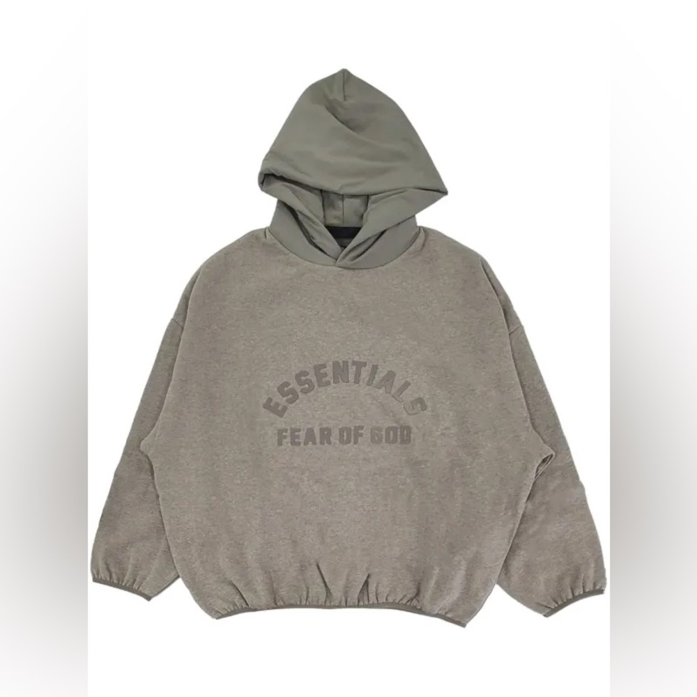 FEAR OF GOD ESSENTIALS gray bonded hoodie L - Picture 2 of 10